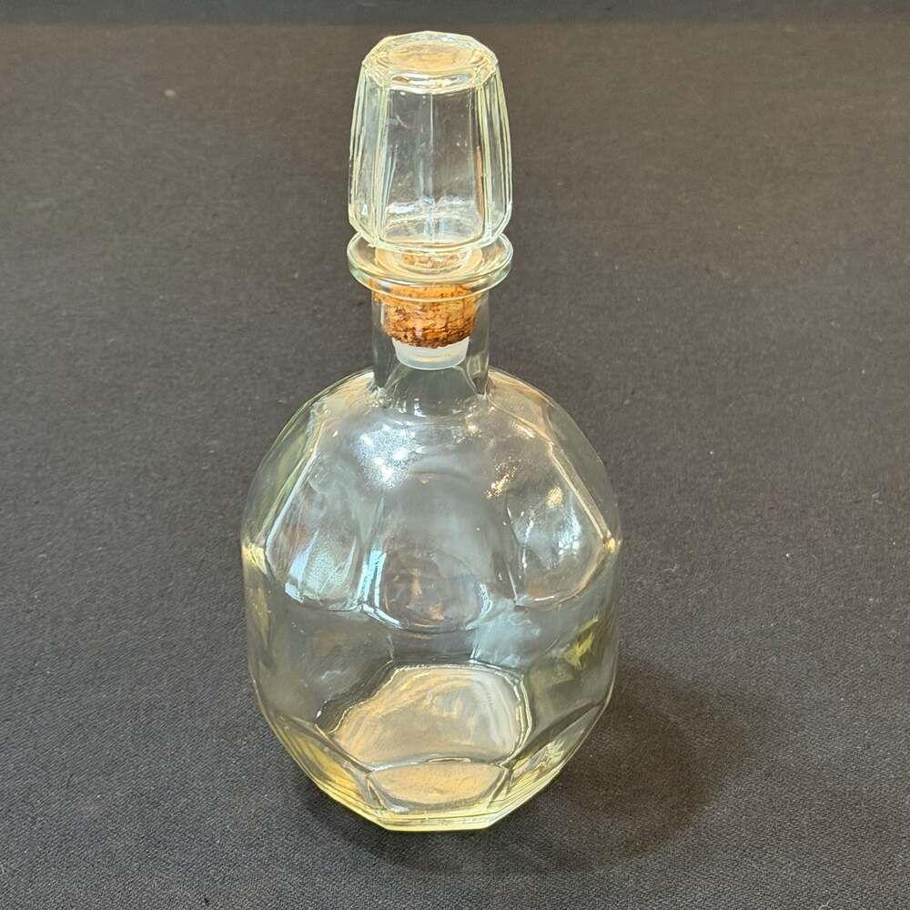 Vintage Octagonal Glass Decanter Bottle with Cork Stopper